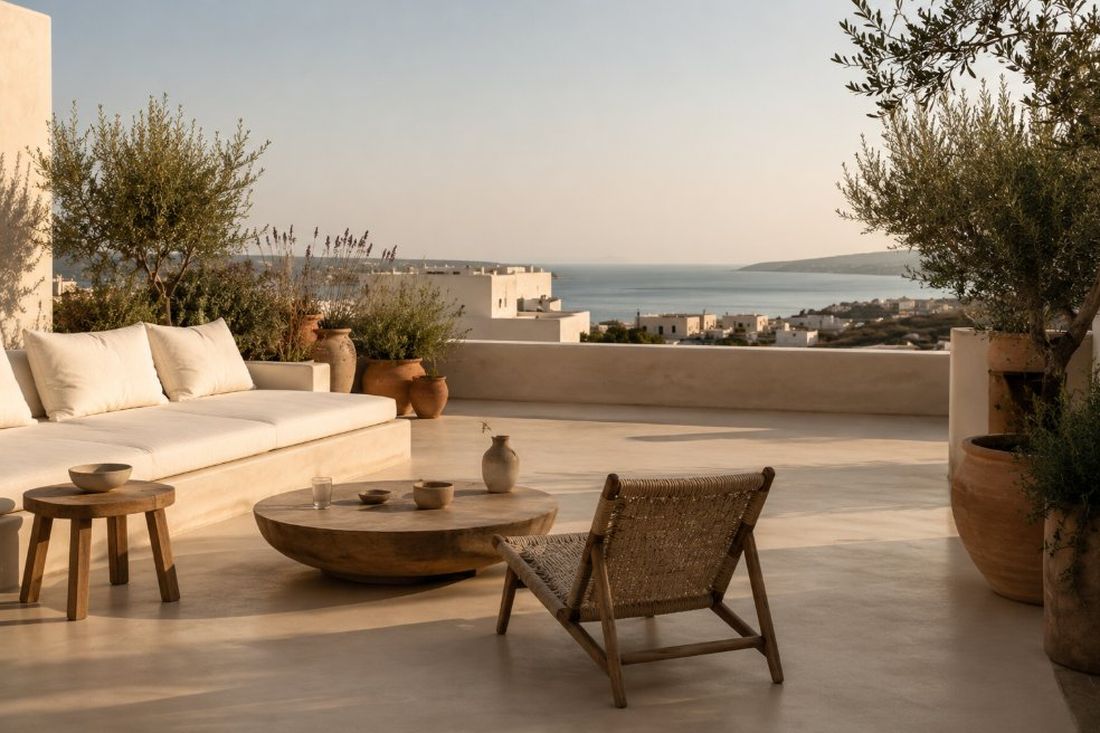 Terraza de una casa con encanto preparada por Gevic Grup en Altafulla
